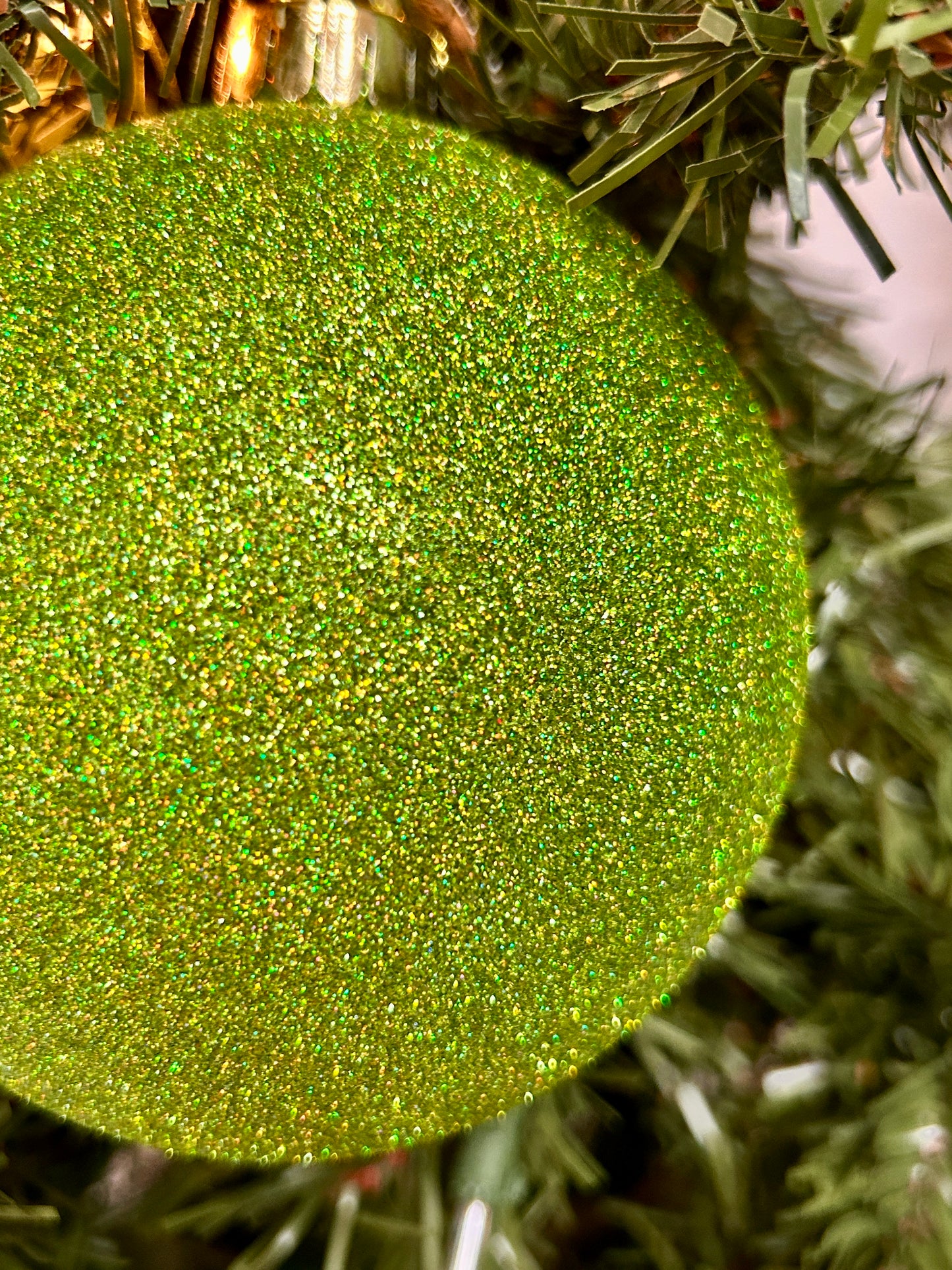 4.75 Inch Laser Lime Glittered Ball Ornament