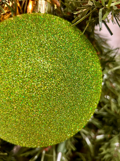 4.75 Inch Laser Lime Glittered Ball Ornament