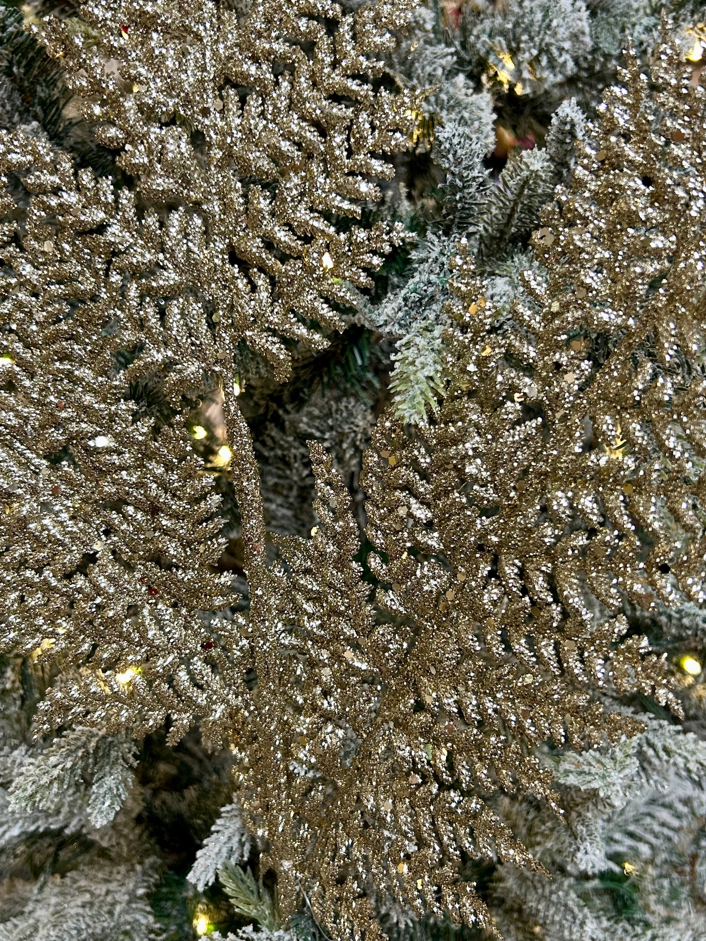 32 Inch Champagne Shimmery Glitter Fern Spray