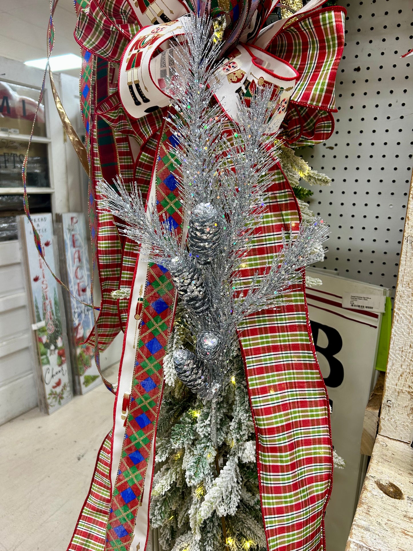 33 Inch Silver Glitter Pinecone Spray