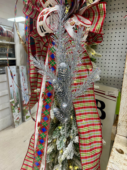 33 Inch Silver Glitter Pinecone Spray