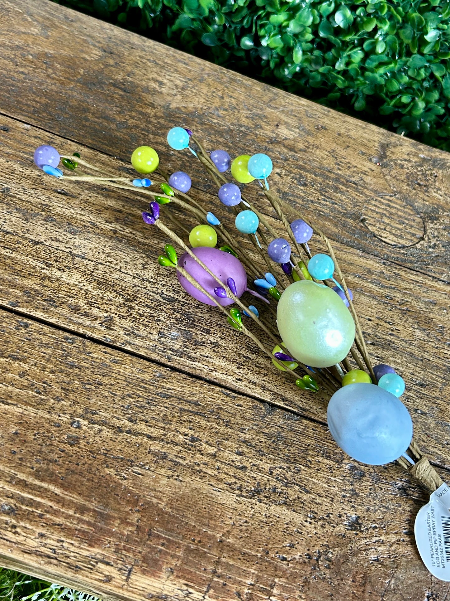 15 Inch Pearlized Easter Egg And Pip Spray