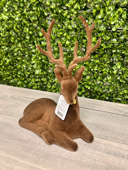 15 Inch Brown Flocked Deer Two Styles