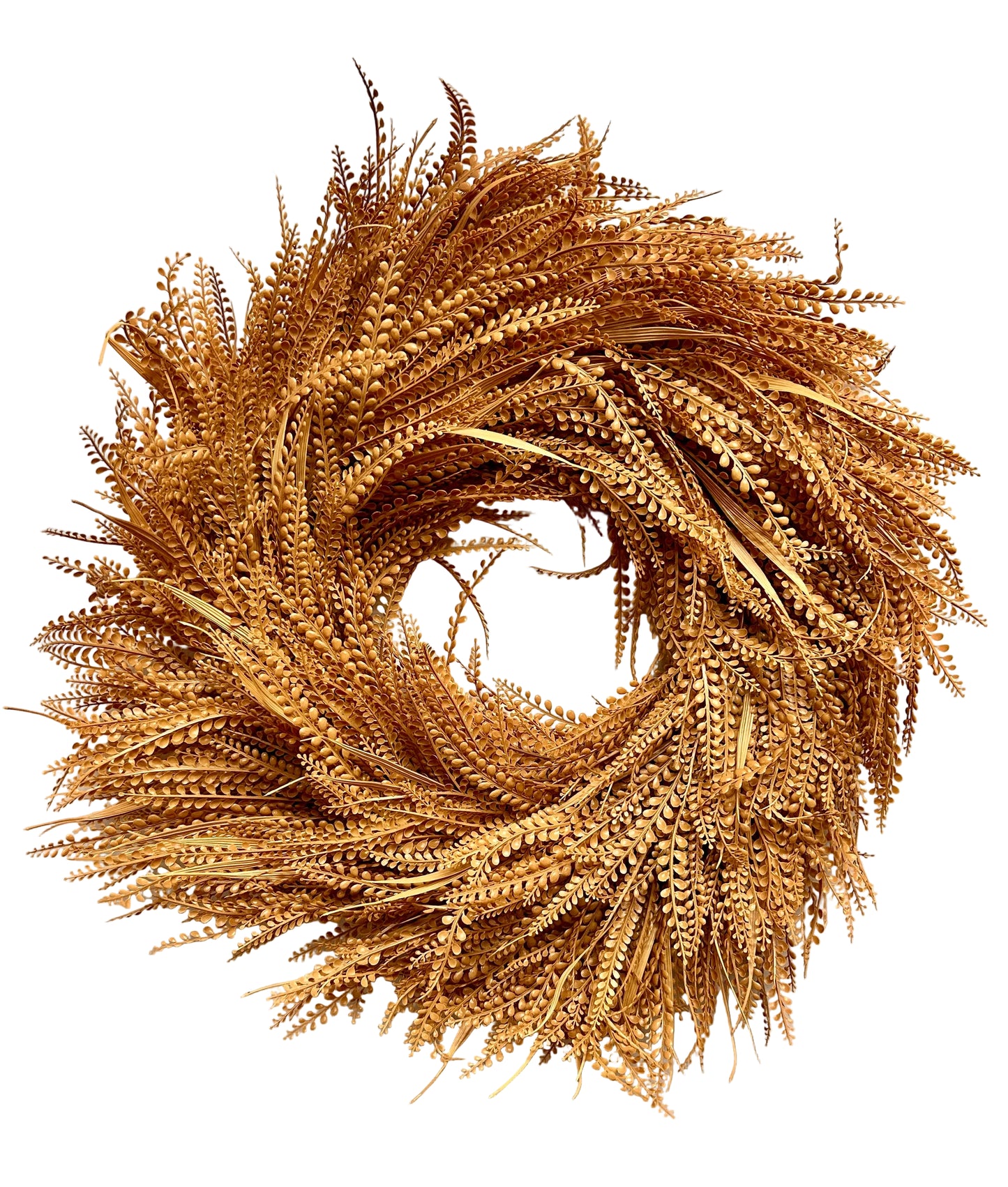28 Inch Beige Deluxe Mixed Blade And Bead Grass Grass UV Protected Wreath