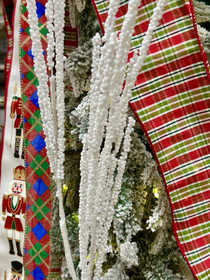 35 Inch White Berry Glitter Spray