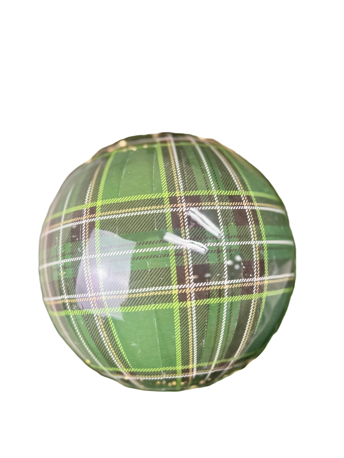 8 Inch Green Plaid Ball Ornament