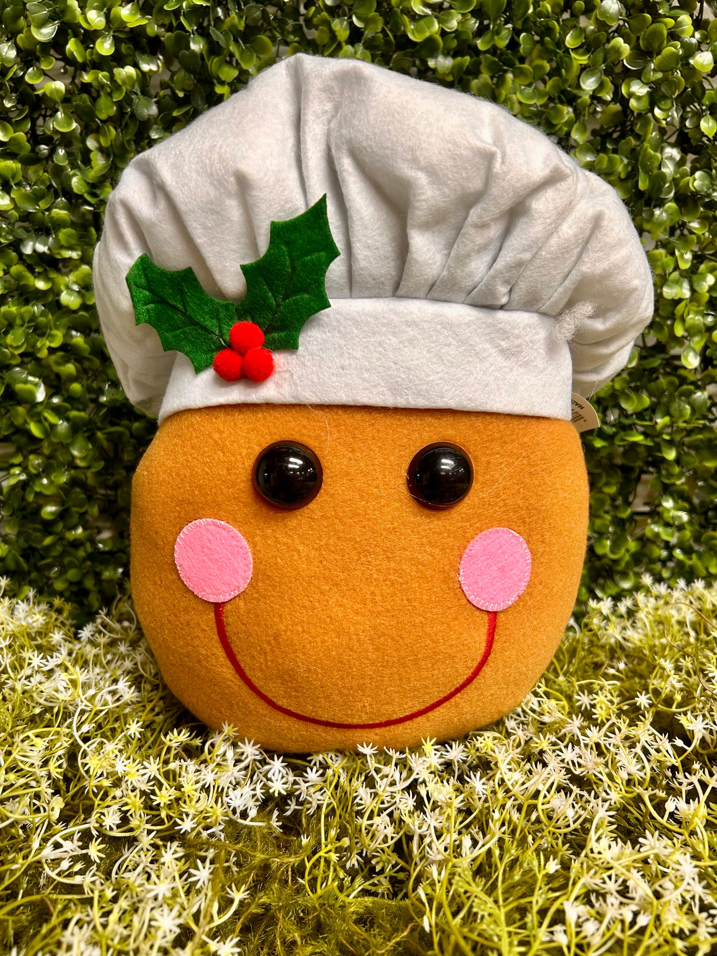 13 Inch Gingerbread Chef Head Decor