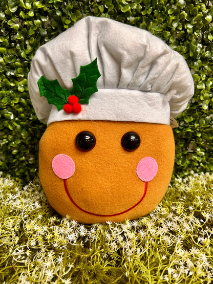 13 Inch Gingerbread Chef Head Decor