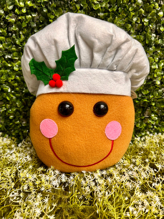 13 Inch Gingerbread Chef Head Decor
