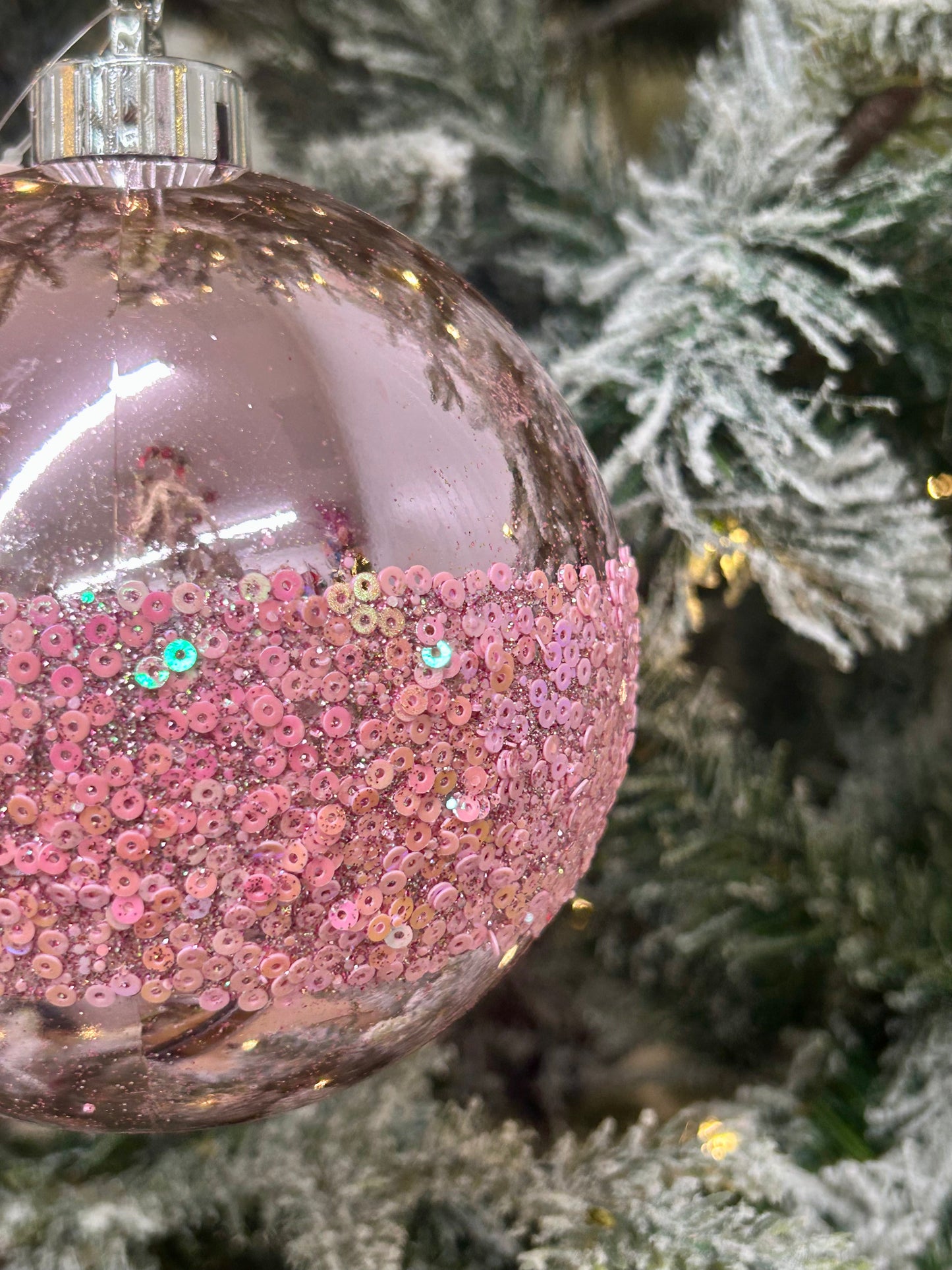5 Inch Pink Sequin Ball Ornament