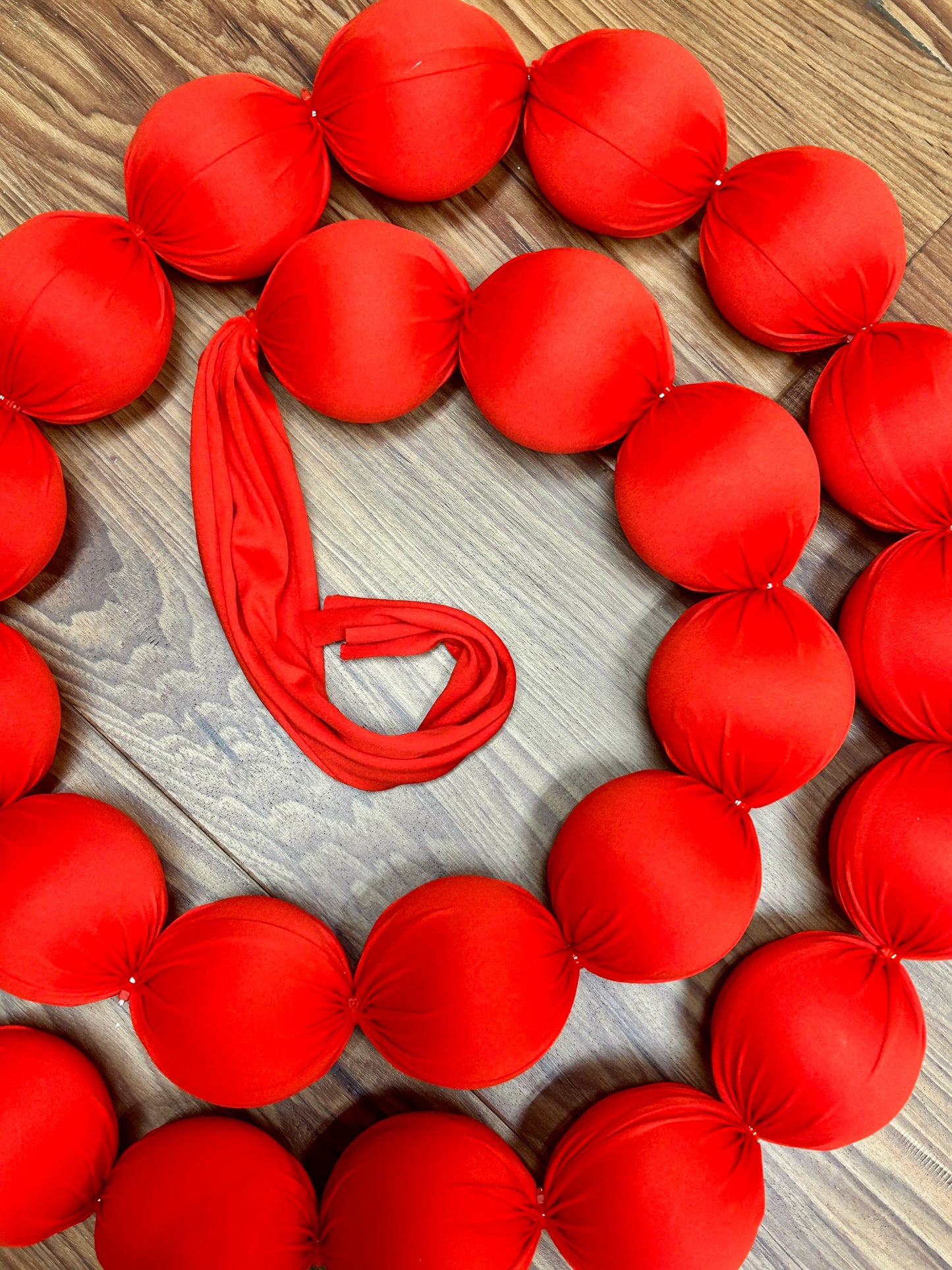 10 Foot Red Christmas Fabric Ball Garland