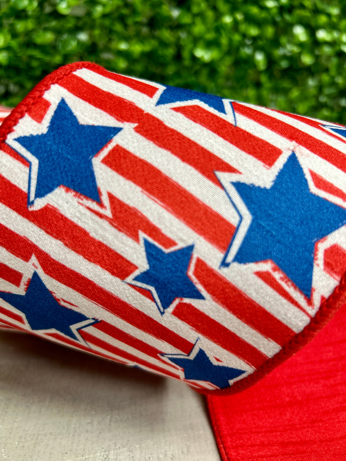 D.Stevens 4 Inch By 10 Yards Red White Blue Stripe With Stars Ribbon