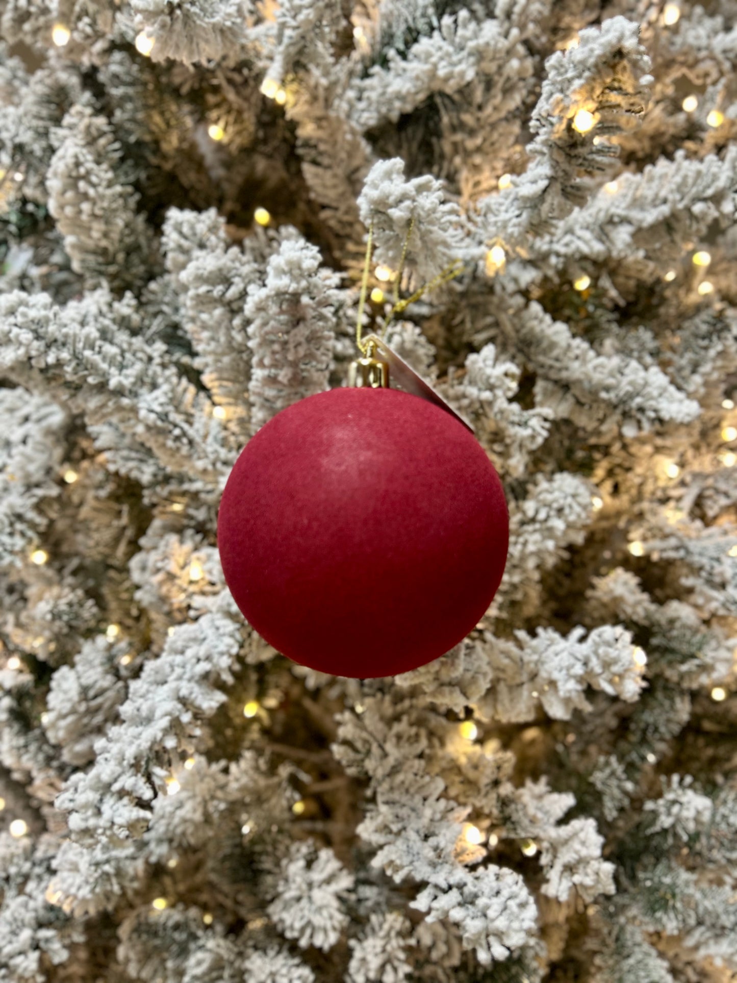 4 Inch Burgundy Smooth Flocked Ball Ornament