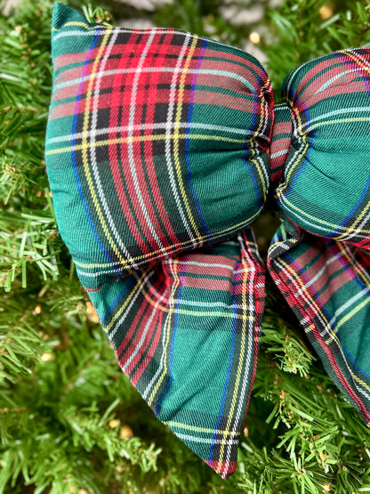 9.5 Inch By 13 Inch Plush Plaid Bow With Clip
