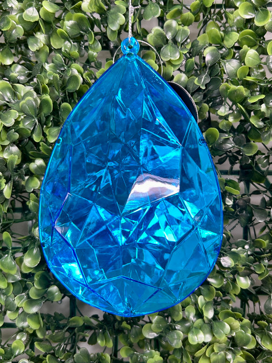 6 Inch Blue Acrylic Rain Drop Diamond Ornament