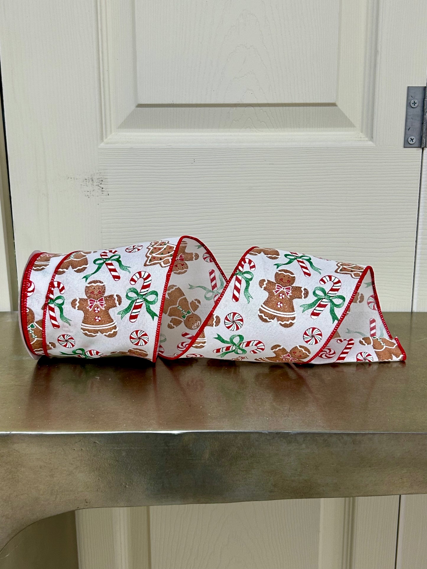 4 Inch By 10 Yard Gingerbread With Candy On Royal Ribbon