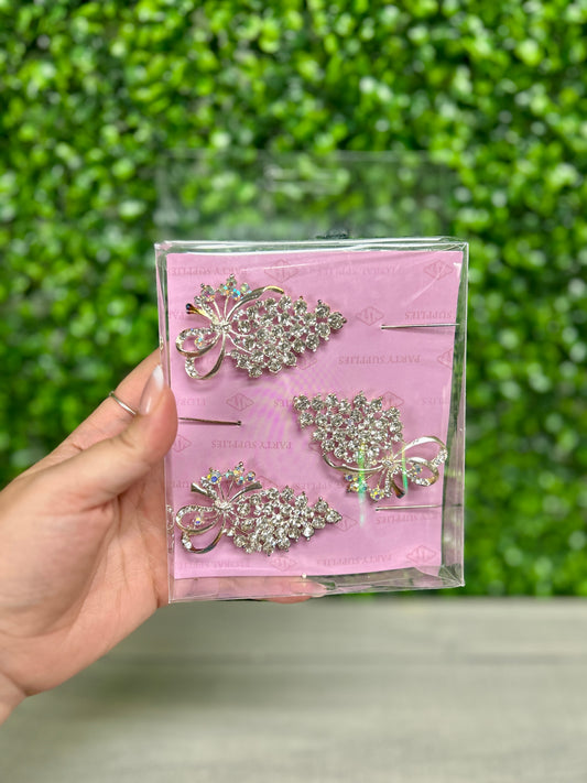 2.75 Inch Rhinestone Bouquet Floral Pin