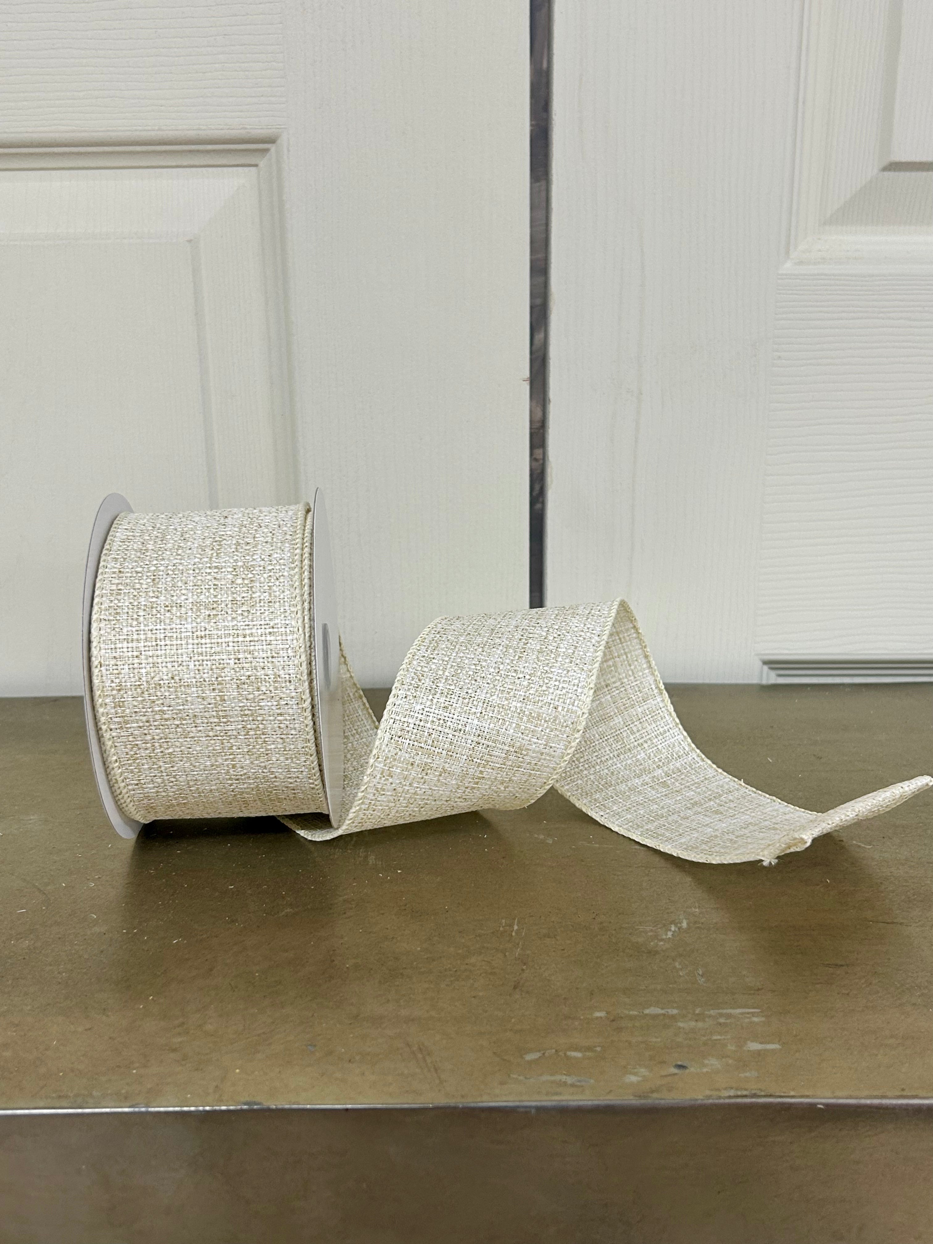 2.5 Inch By 10 Yard Ivory And Gold Glitter Metallic Tweed Ribbon – TMIGifts