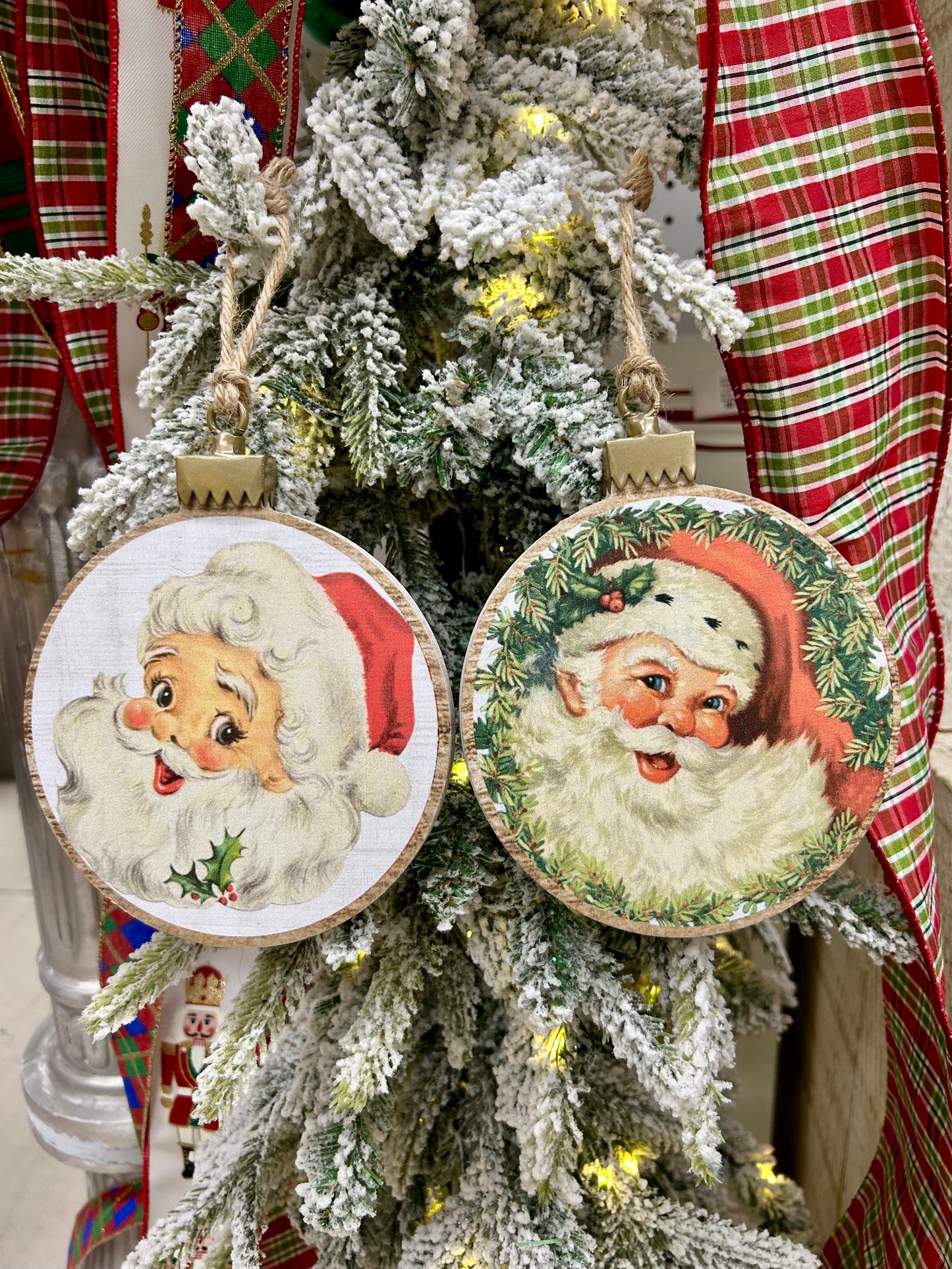 6.75 Inch Santa Face Ornament Two Styles