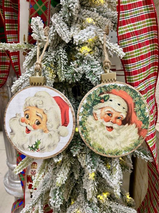 6.75 Inch Santa Face Ornament Two Styles