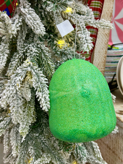 5 Inch Mint Green Glitter Gumdrop Ornament