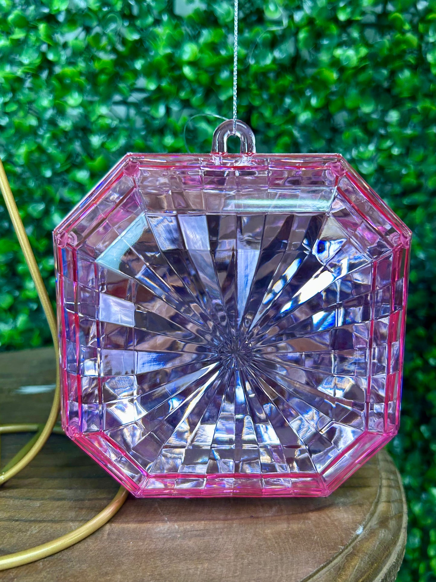 5 Inch Pink Acrylic Square Diamond Ornament