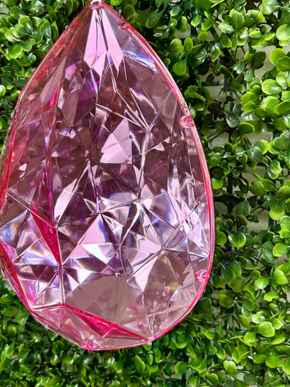 9 Inch Pink Acrylic Rain Drop Diamond Ornament