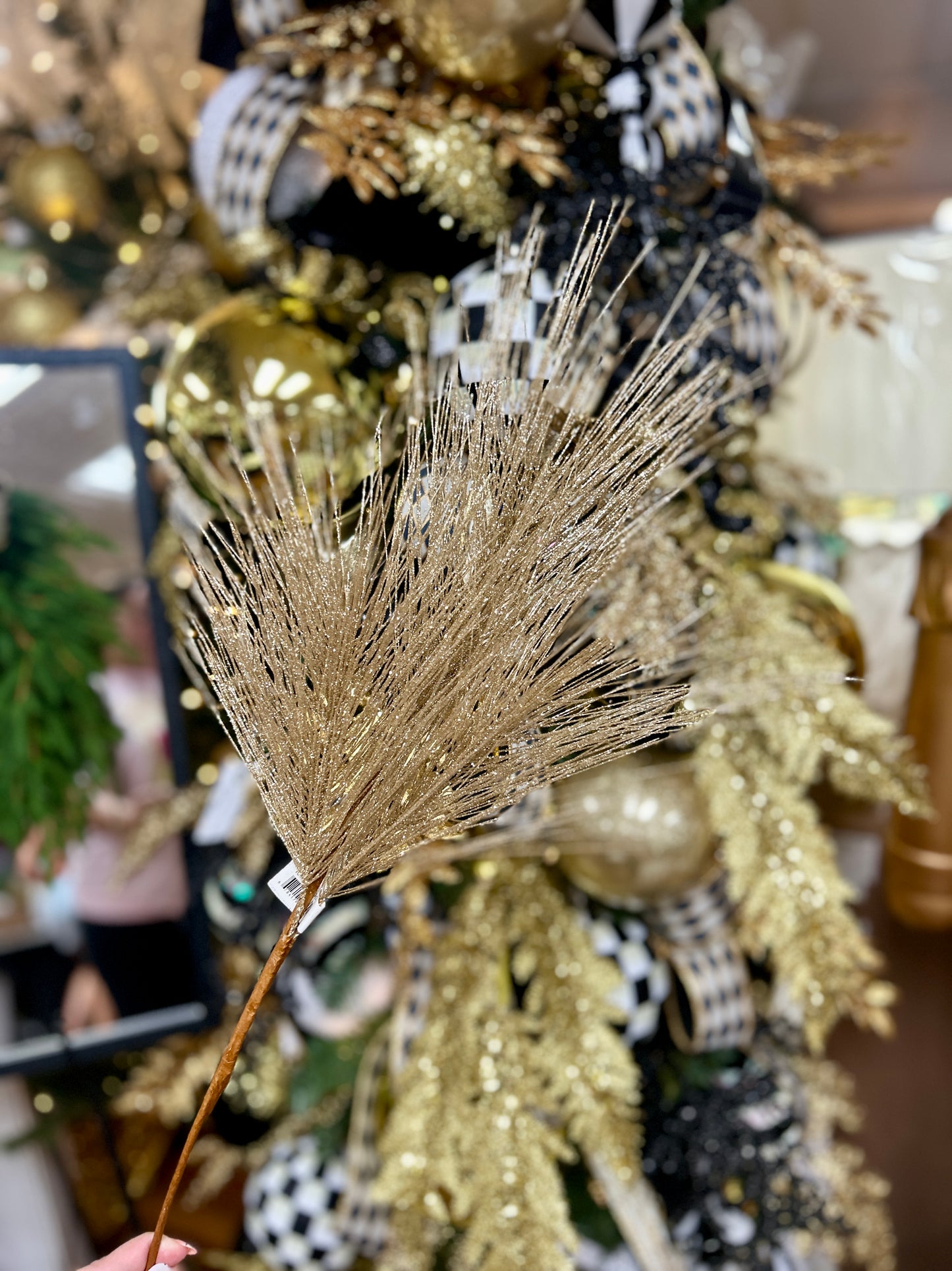 25 Inch Gold Pine And Needle Branch