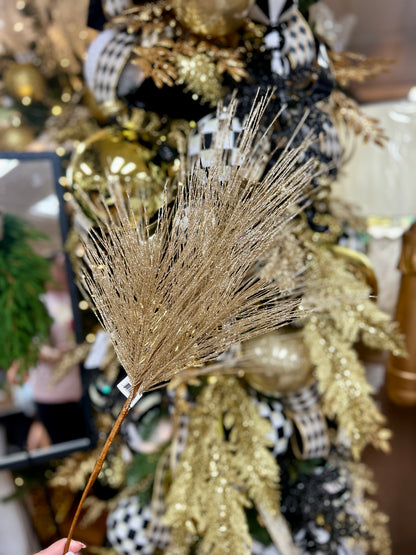 25 Inch Gold Pine And Needle Branch