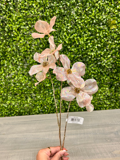 33.5 Inch Pink Shimmer Dogwood Spray
