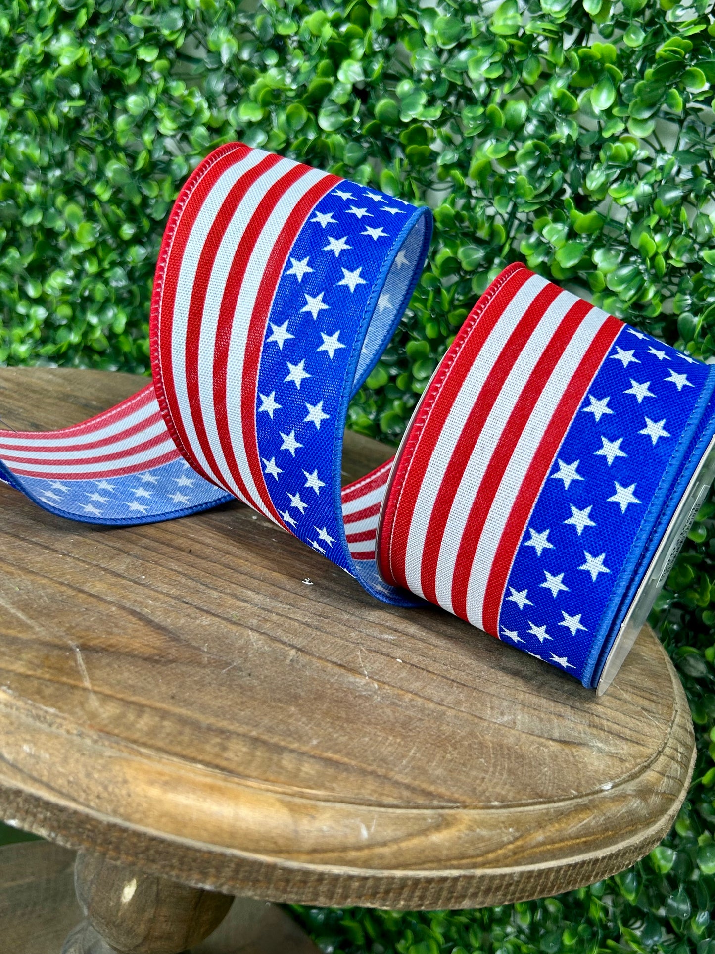 2.5 Inch By 10 Yard Red White And Blue Stars And Stripes Ribbon