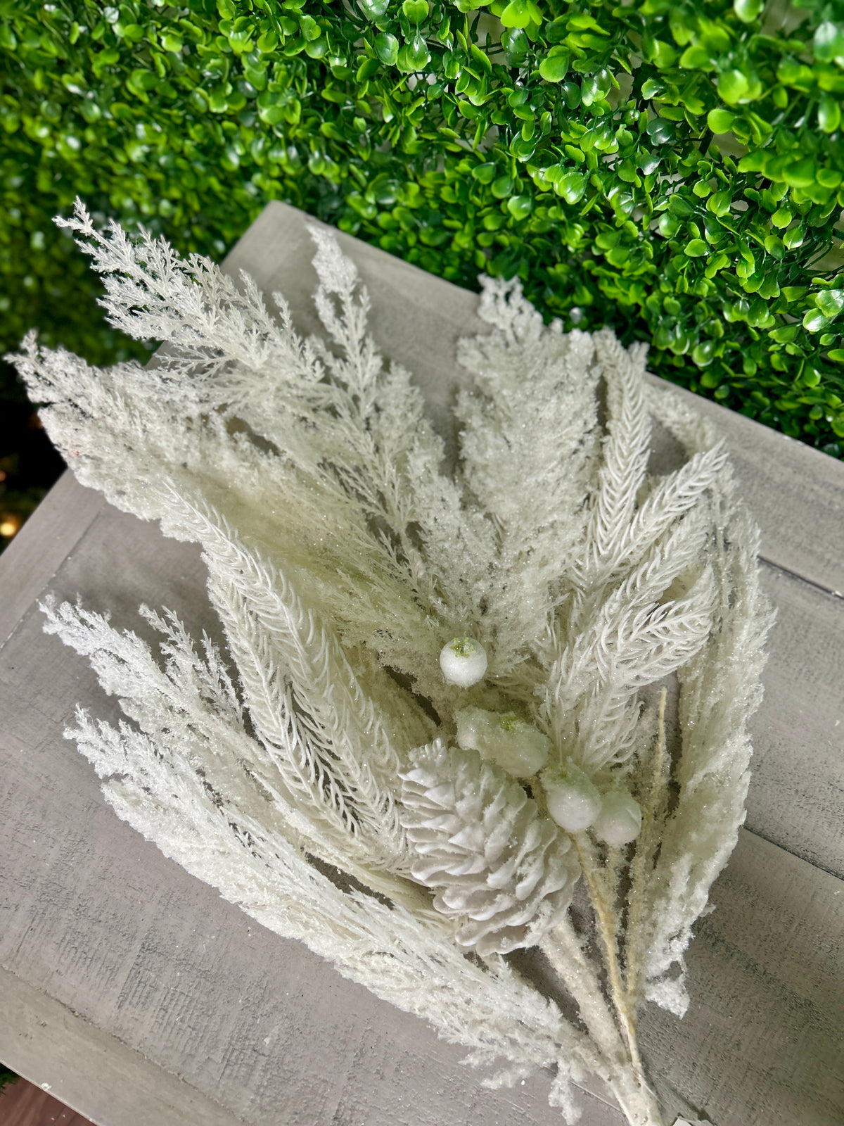 24 Inch White Snowy Mix Pinecone Spray
