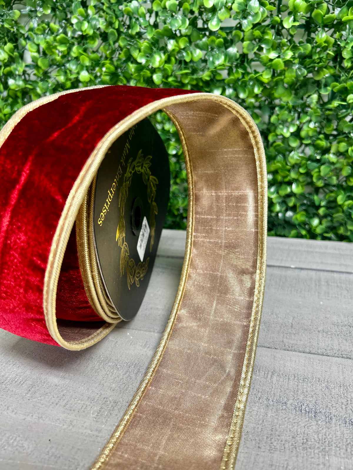 John Mark 2.5 Inch By 10 Yard Red Velvet Double Fused Metallic Backing Ribbon