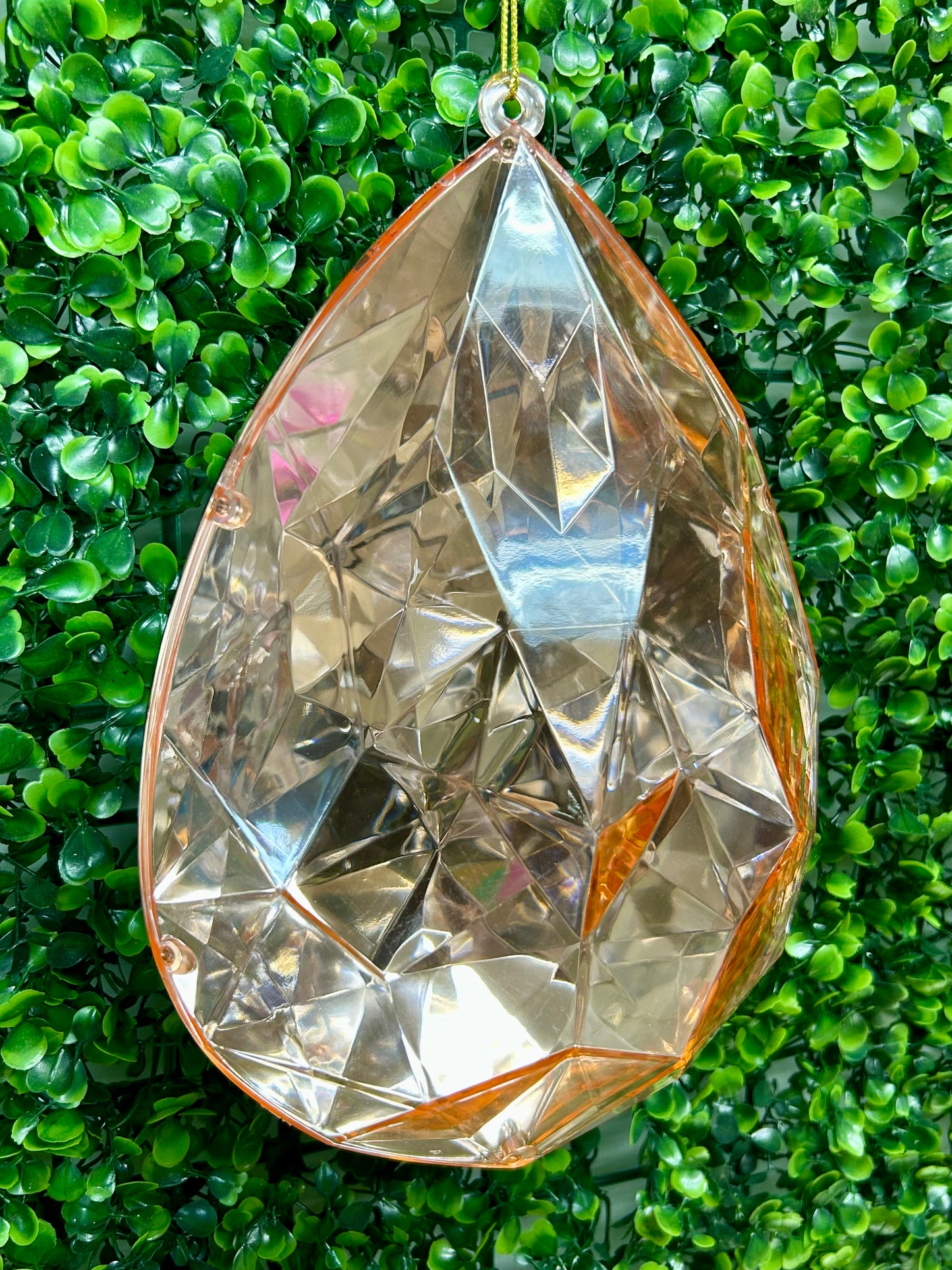 9 Inch Rose Gold Acrylic Rain Drop Diamond Ornament