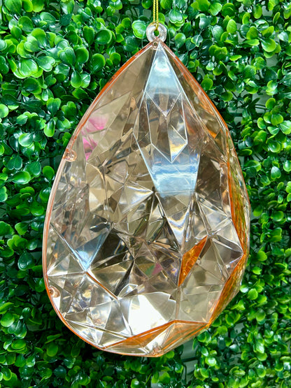 9 Inch Rose Gold Acrylic Rain Drop Diamond Ornament