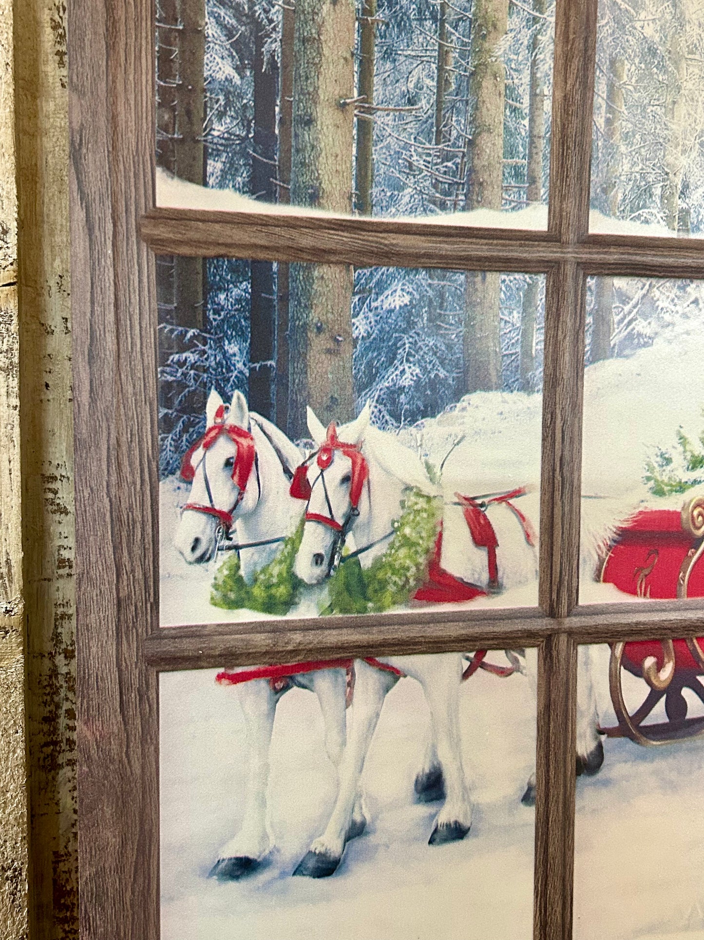 19 Inch Metal  Horses With Sleigh Window Sign
