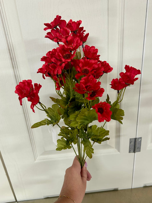 19.5 Inch Red Wild Daisy Bush