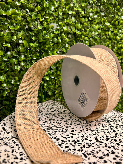 1.5 Inch By 10 Yard Beige Faux Burlap Ribbon
