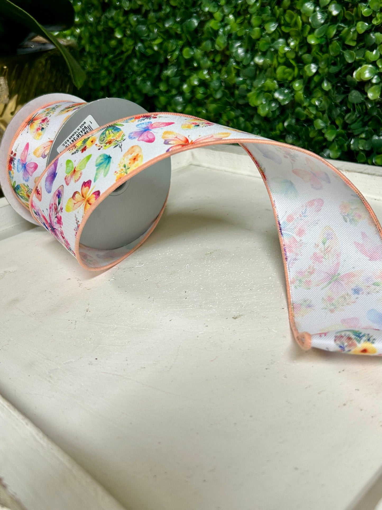 2.5 Inch By 10 Yard Botanical Butterflies Ribbon