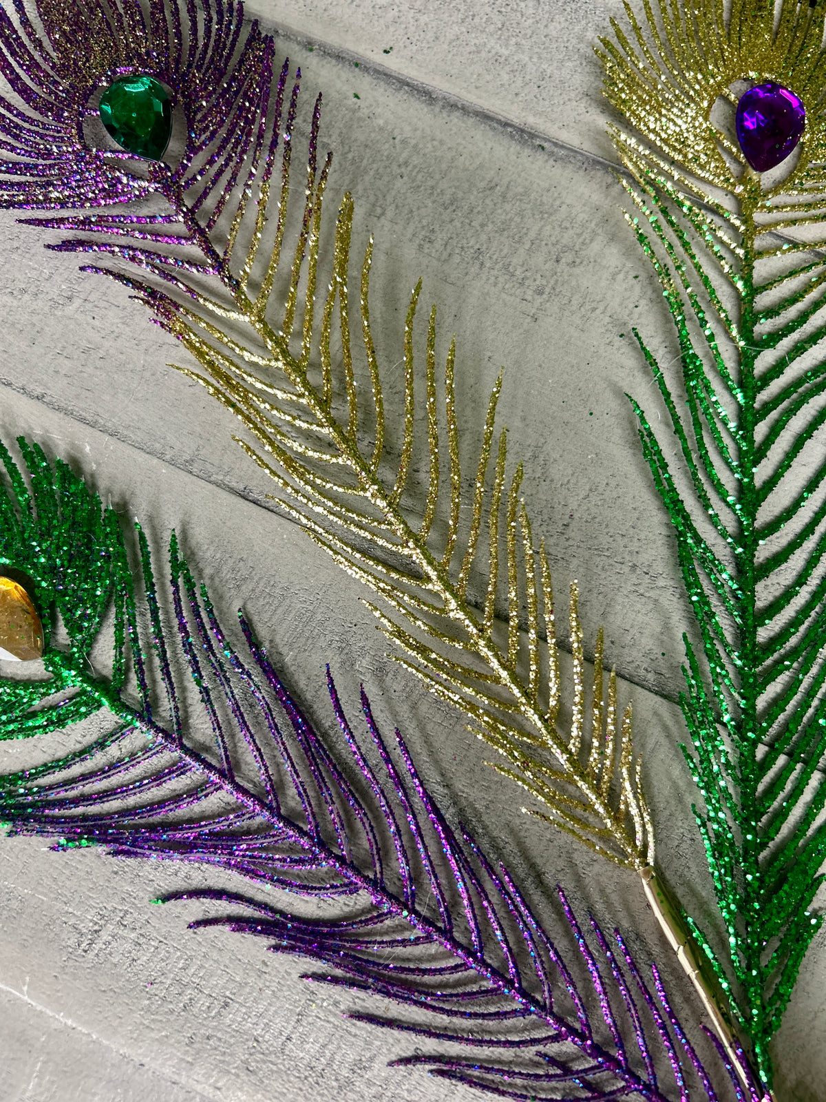29 Inch Mardi Gras Peacock Diamond Spray