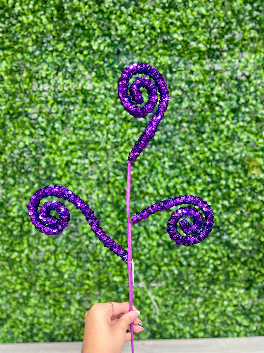 27 Inch Purple Sequin Lace Coil Spray