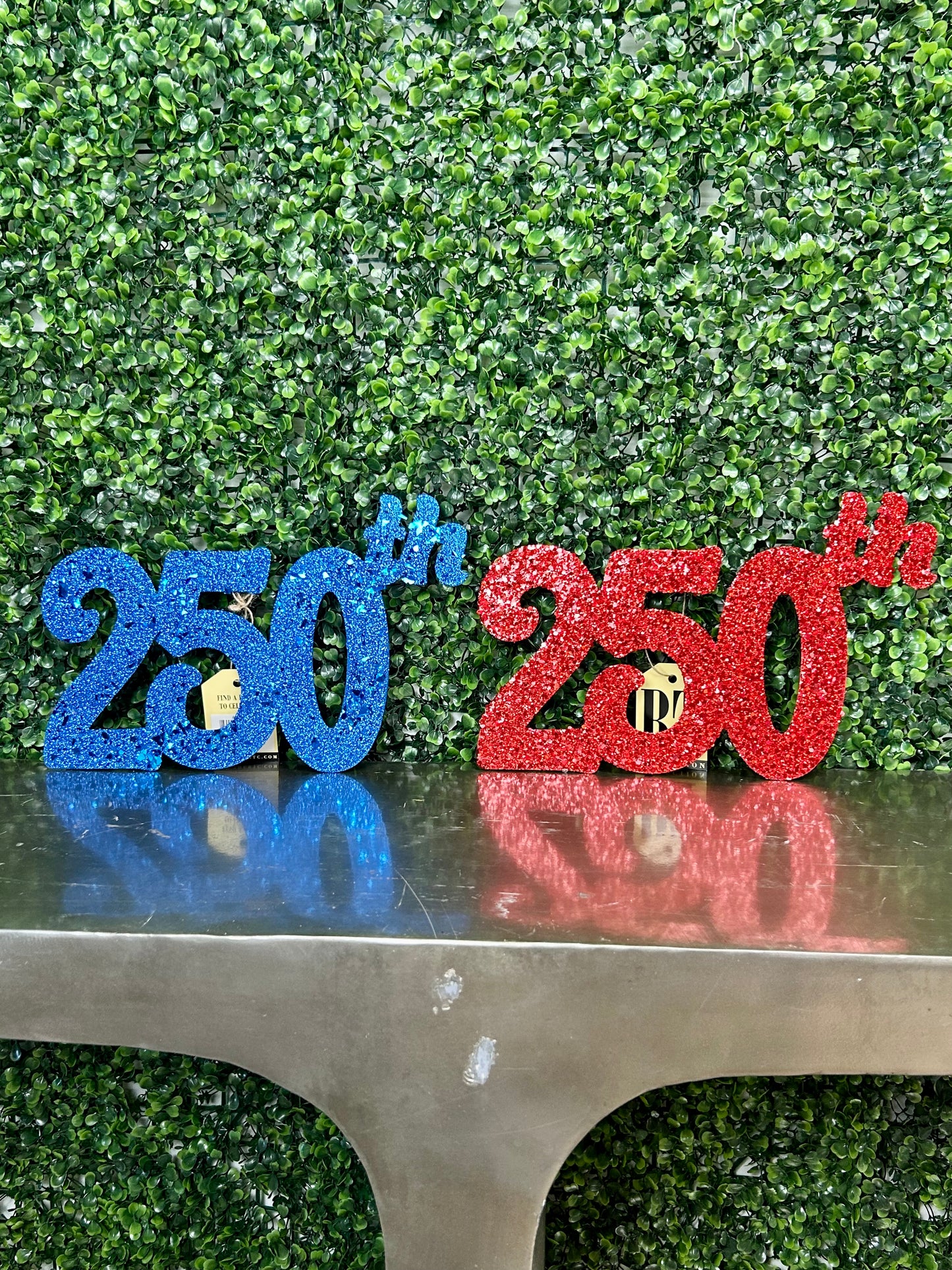 Set Of 2 All Glitter Americas 250th Birthday Metal Sign Stake