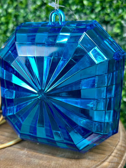 5 Inch Blue Acrylic Square Diamond Ornament