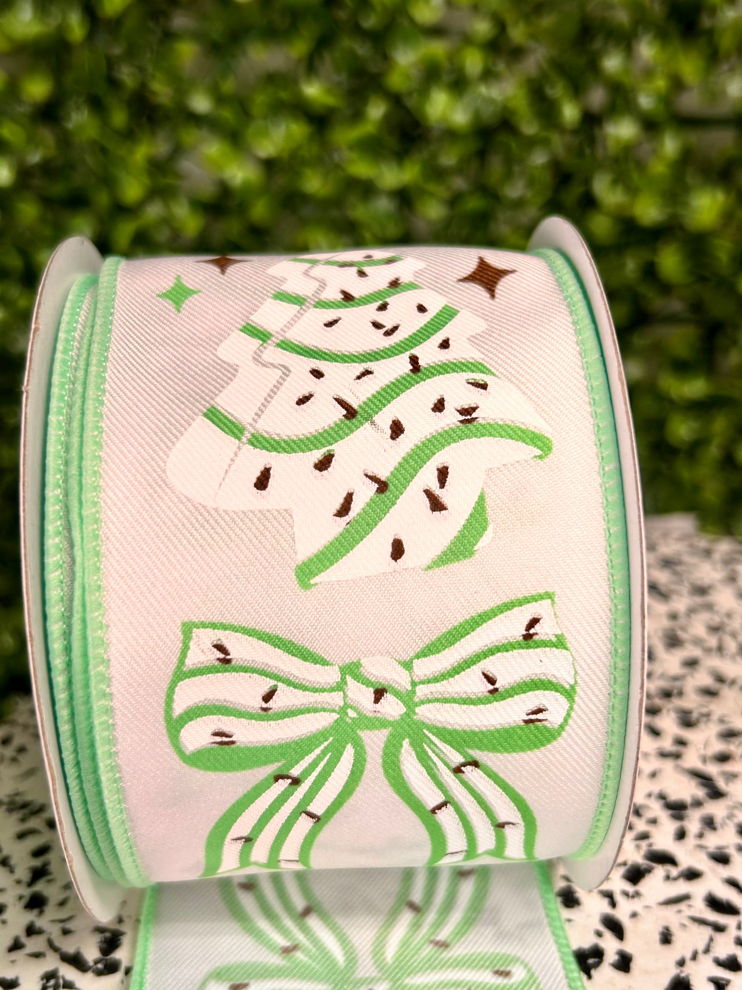 2.5 Inch By 10 Yard Mint Cake Tree And Bow Ribbon