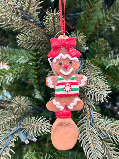 6 Inch Clay Dough Gingerbread Man Utensil Ornament Three Styles