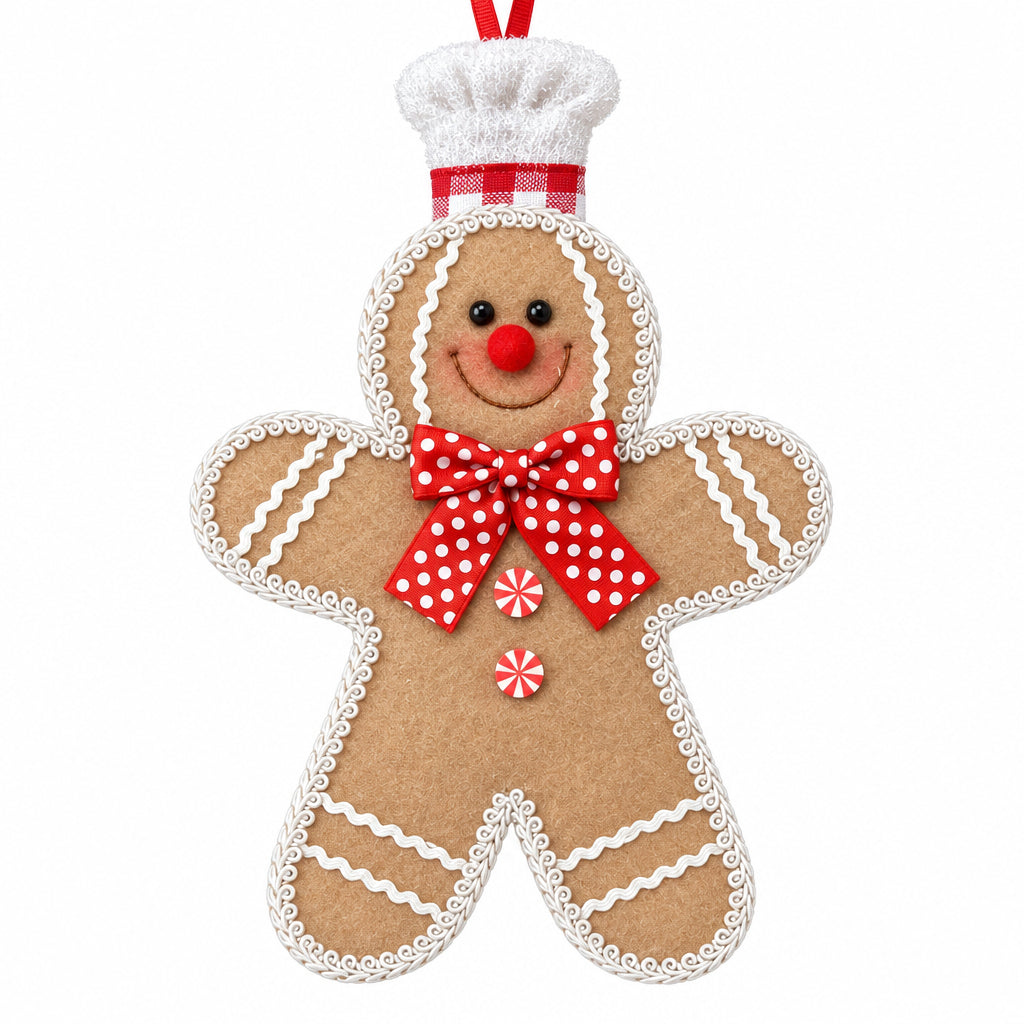 12 Inch Hancrafted Hanging Holiday Gingerbead Man
