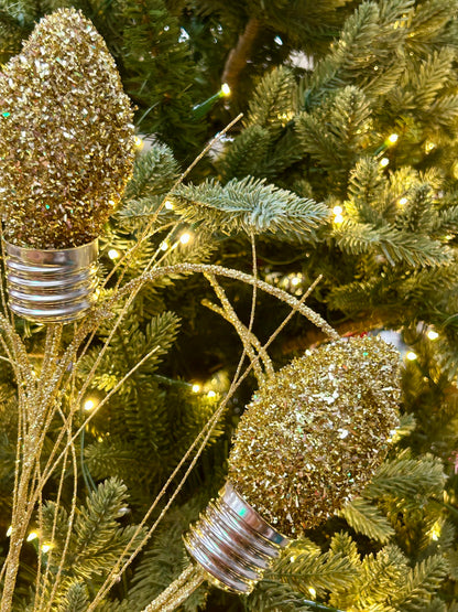 28 Inch Gold Tinsel Bulb Spray