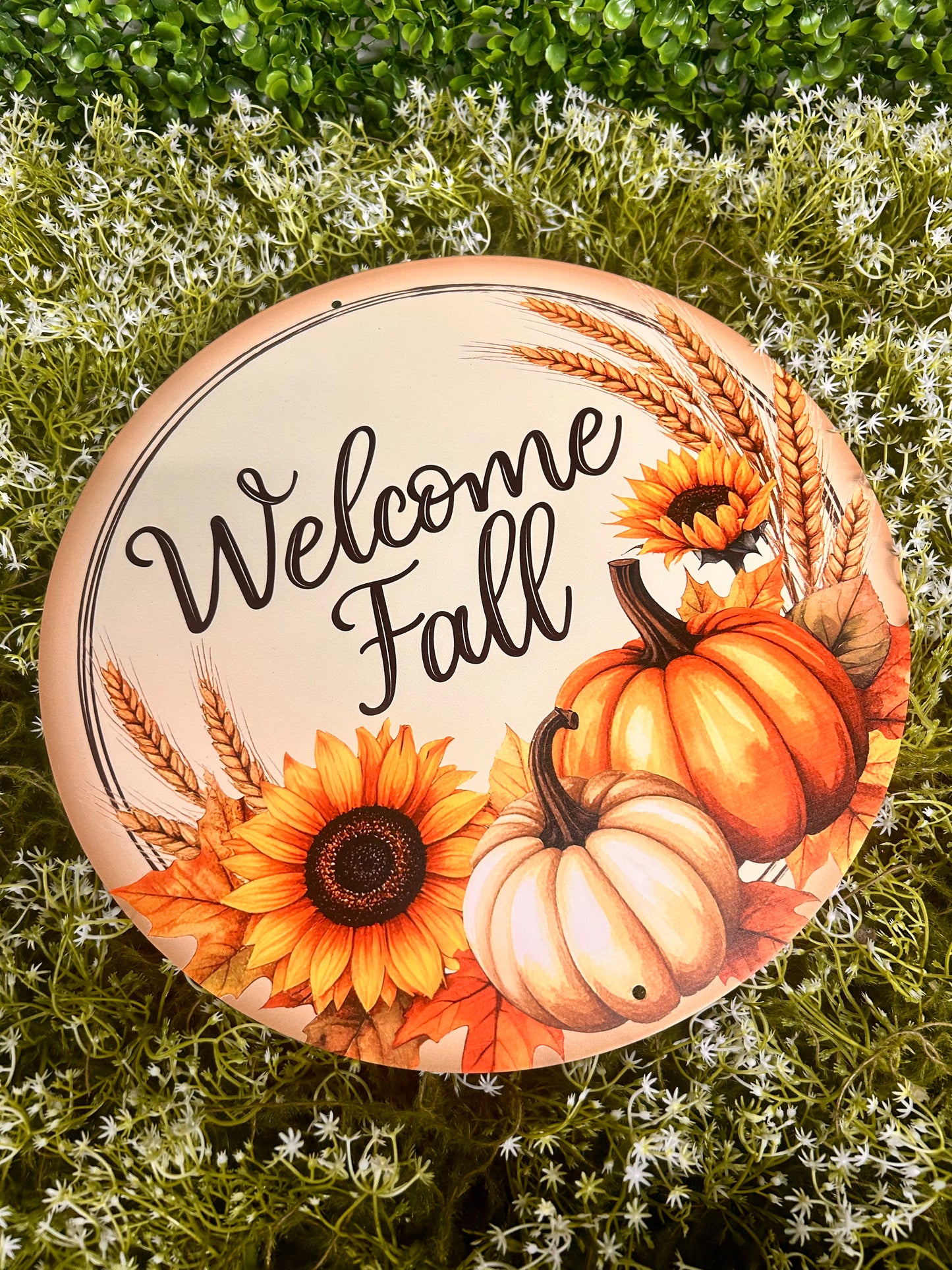 12 Inch Welcome Fall With Pumpkin Metal Sign