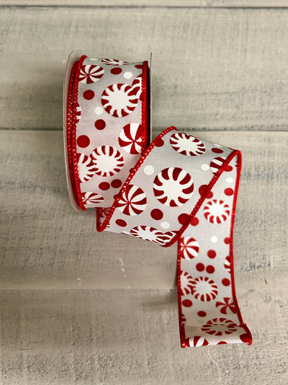 1.5 Inch By 10 Yard Peppermint Christmas Candy Ribbon