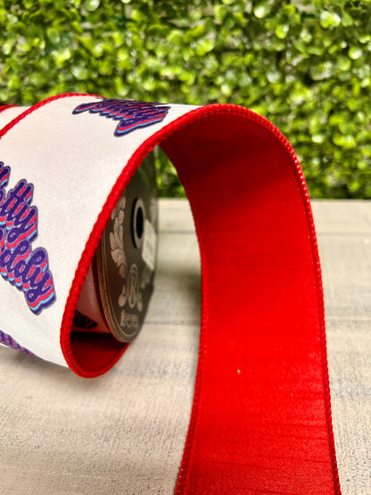 2.5 Inch By 10 Yard Hotty Toddy Fused Dupioni Backed Wired Edge Ribbon